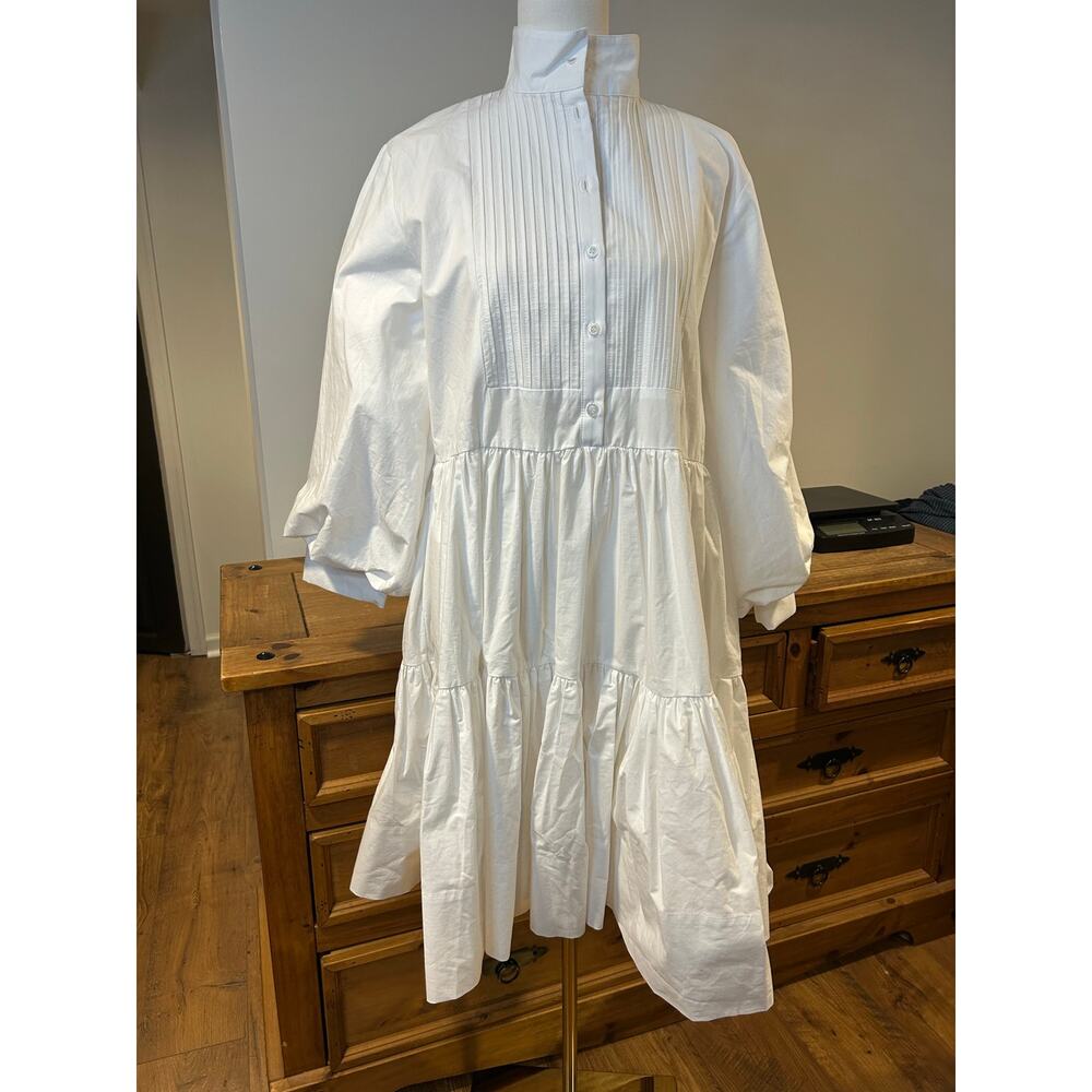 Marielle Stokkelaar Almelo NWT One Size Cecilia White Poplin Cotton Egyptian - Picture 2 of 15